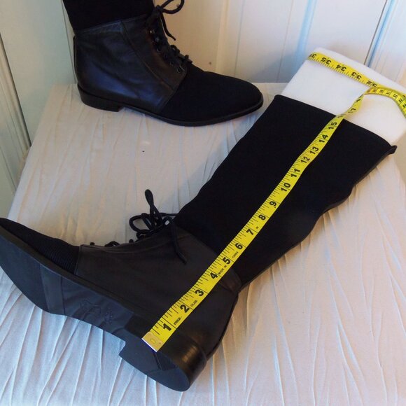 Stuart Weitzman Tall Leather and Gore Tex Black Boots With Lacing sz 8.5 - Picture 14 of 14